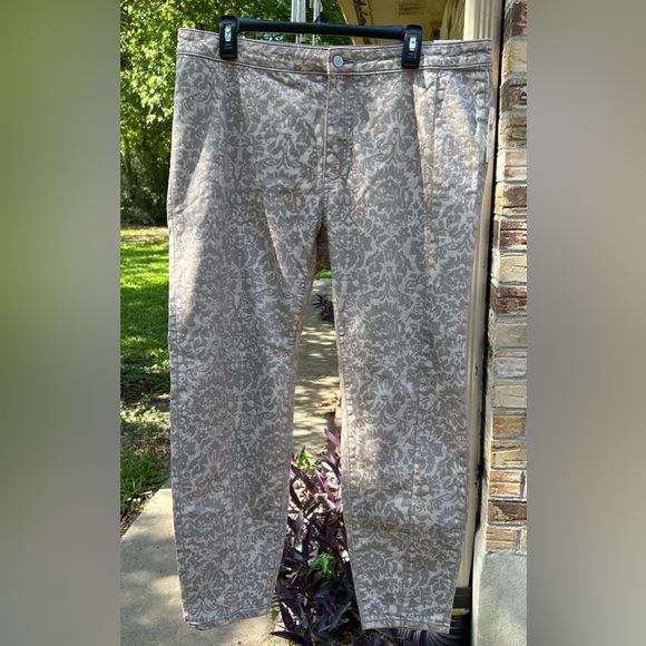 Anthropologie PILCRO NWT  Womens High Rise Denim Leggings 18W Beige/Taupe Print - Picture 2 of 11